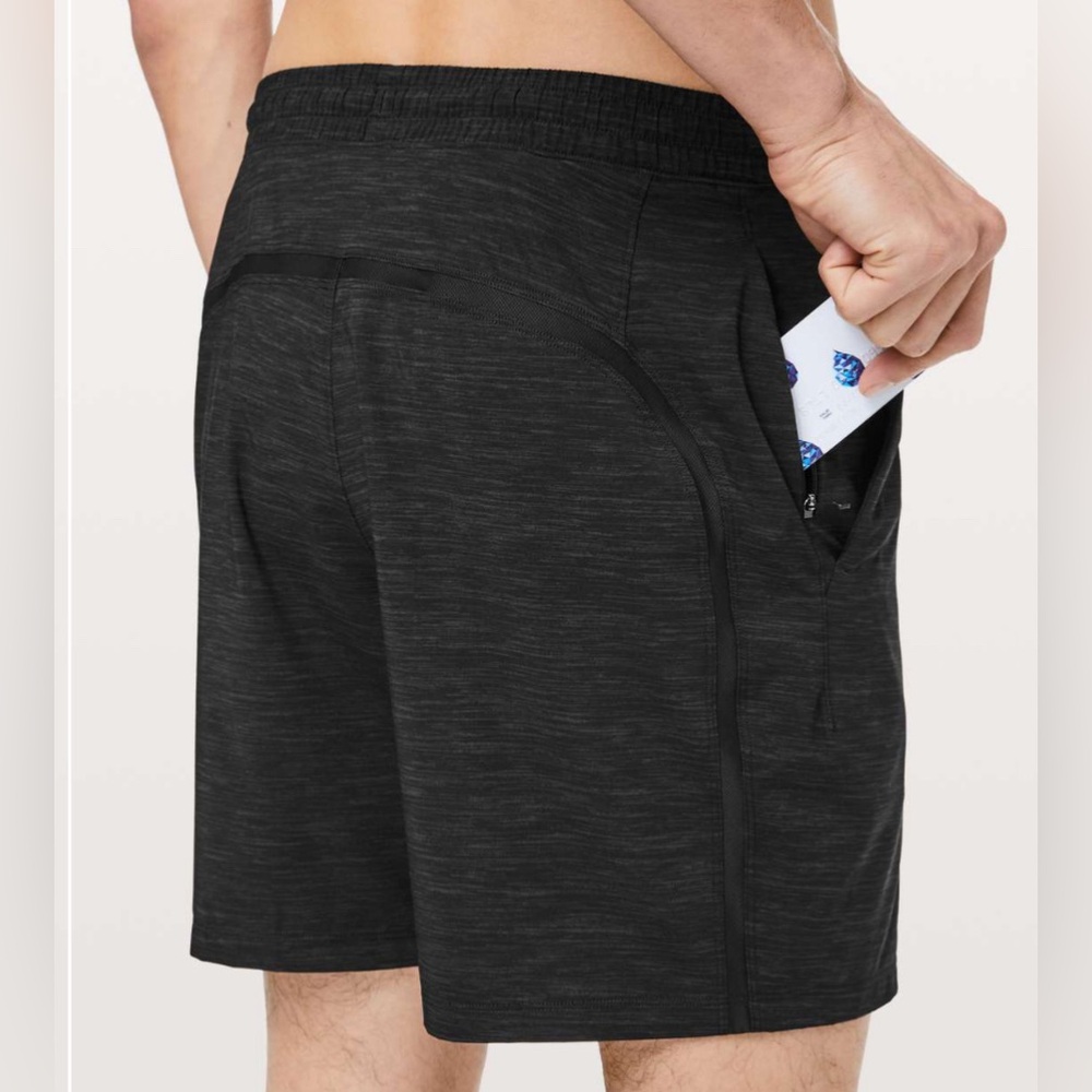 Lululemon Heathered Black Pacebreaker Linerless Shorts 9”